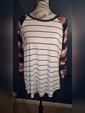 Maurices Womens Raglan Stripe Long Sleeve Tshirt Top Large